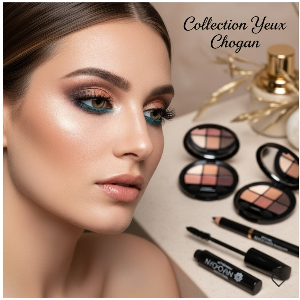 Premièrement : La collection yeux Chogan offre des pigments intenses et une tenue exceptionnelle pour magnifier votre regard avec professionnalisme et créativité.